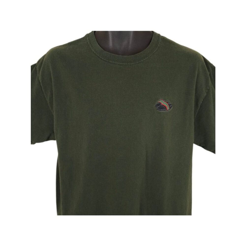 40s & Shorties T Shirt Mens Size Large Green Embroidered Slides Sandals
